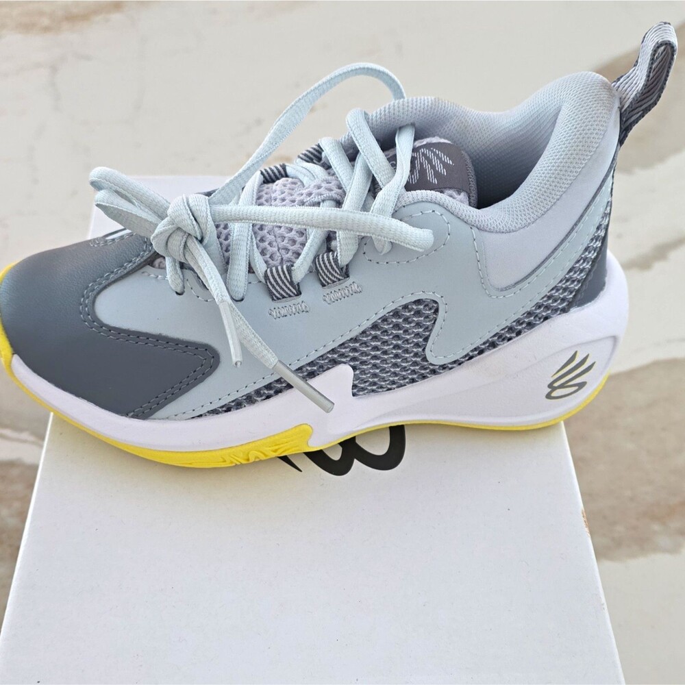 Under Armour PS Curry 3Z 25 SDE Kids Sneaker Gray Yellow US 11 EU 28